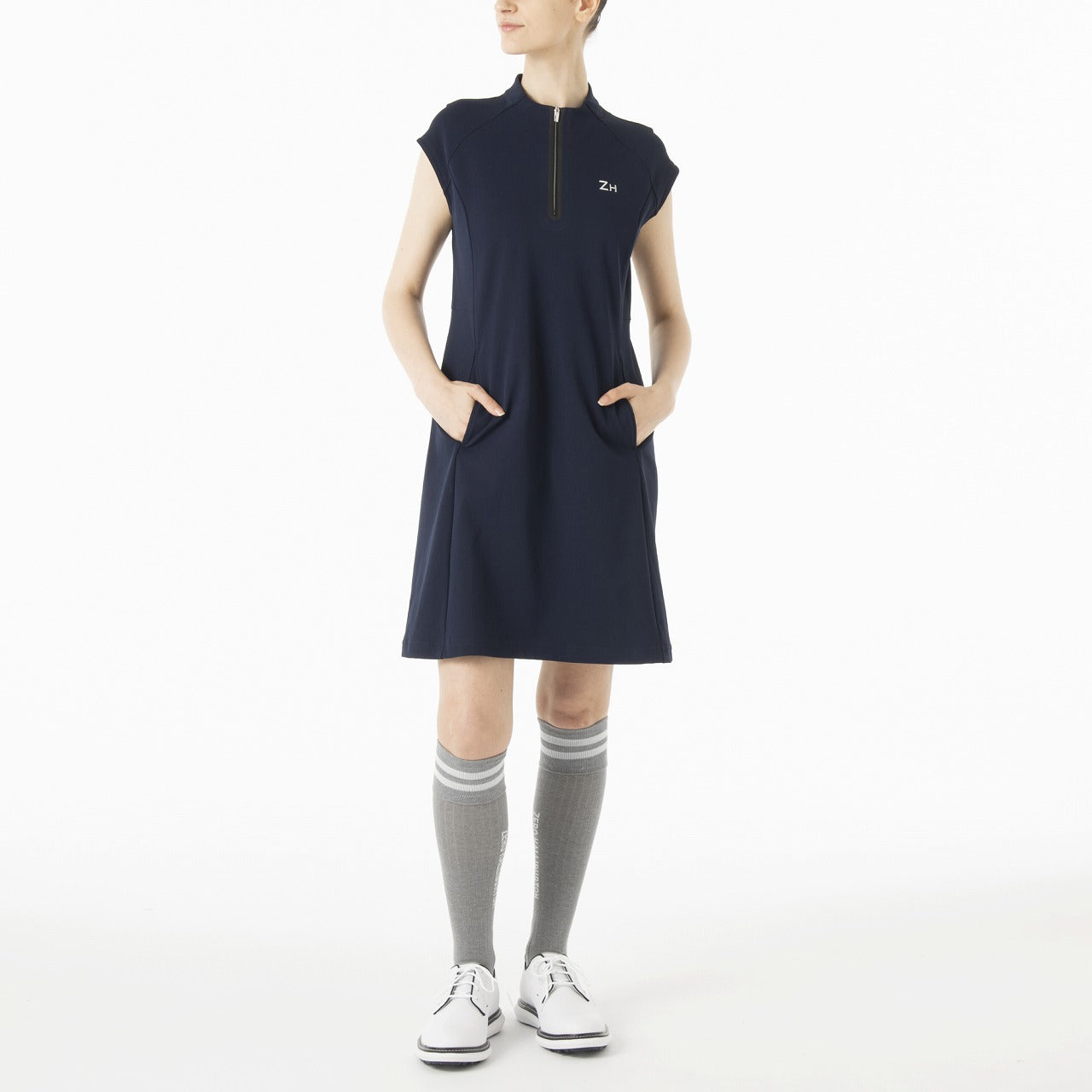 ZHG-W5S4b | French Sleeve Mock Neck Dress 82978