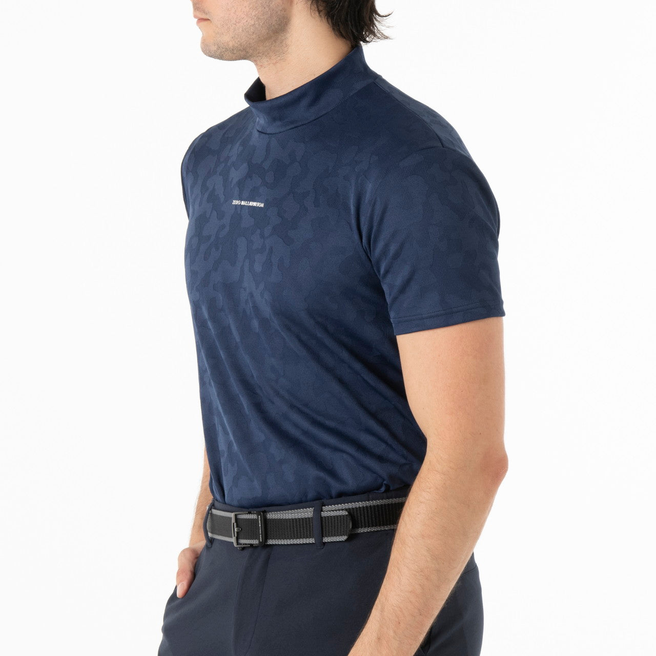 ZHG-M5S8b | Elegant Camo Jacquard Mock Neck Shirt 82957