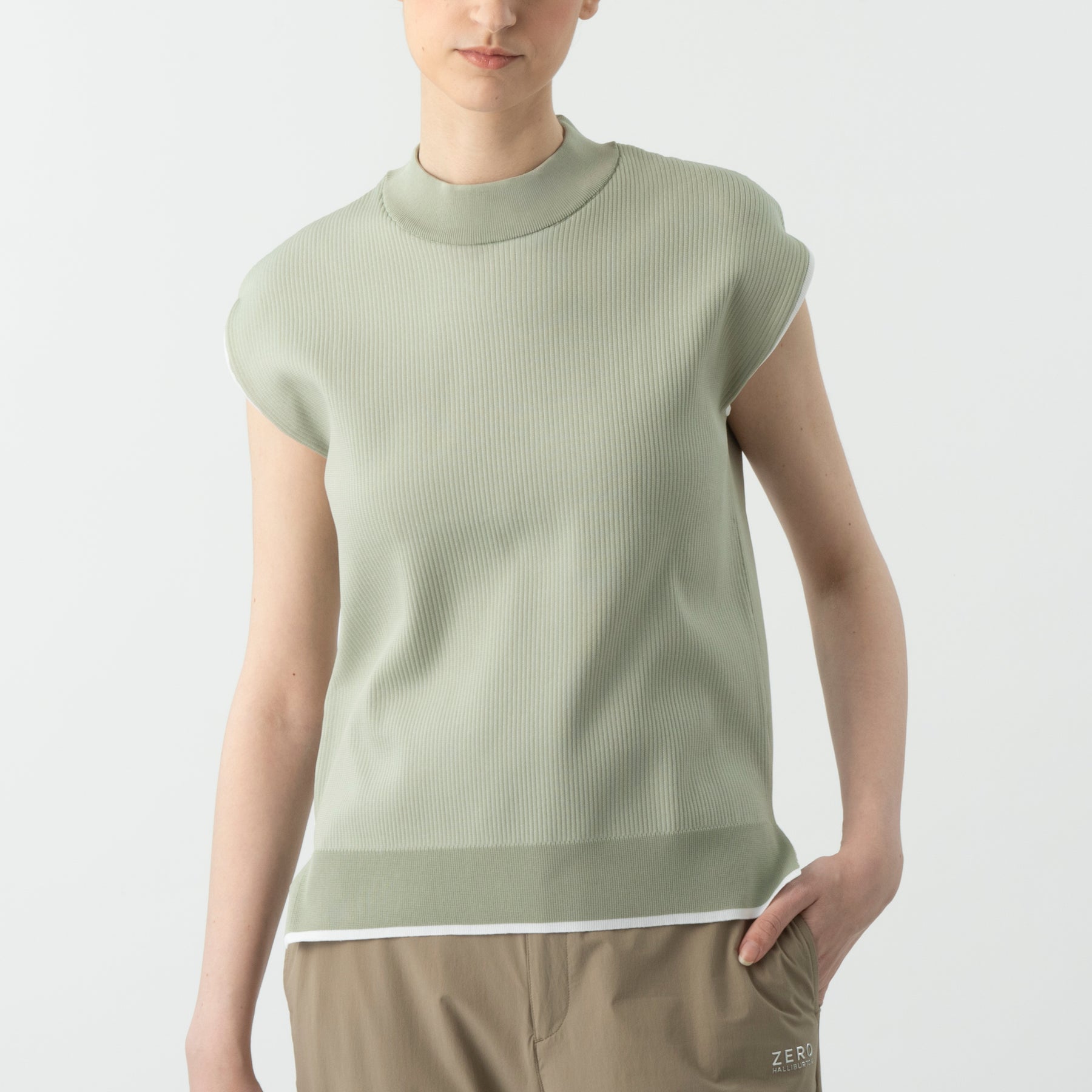 ZHG-W6S8b | Sleeveless Knit Mockneck 85222