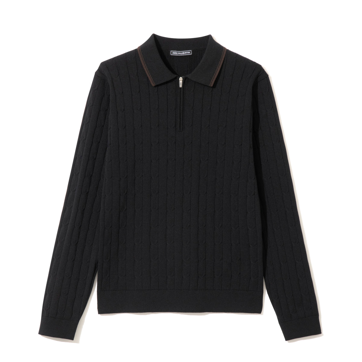 ZHG-W6A4c | SOLOTEX® Cable-Knit Long Sleeve Polo Shirts 85379