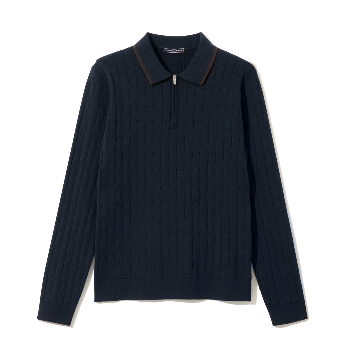 ZHG-W6A4c | SOLOTEX® Cable-Knit Long Sleeve Polo Shirts 85379