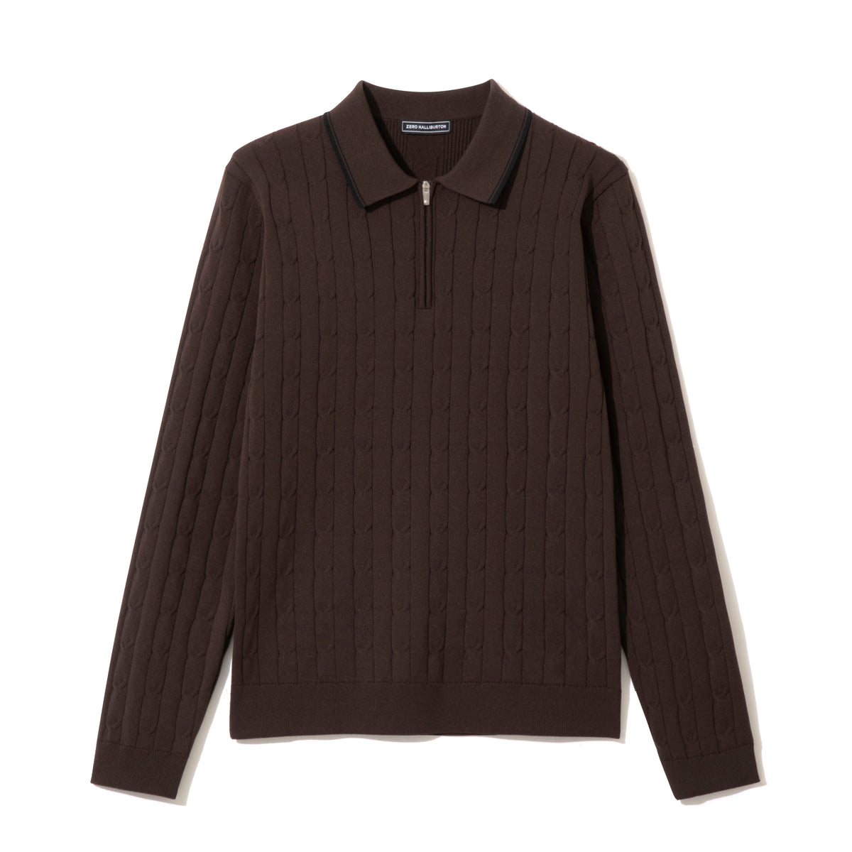 ZHG-W6A4c | SOLOTEX® Cable-Knit Long Sleeve Polo Shirts 85379