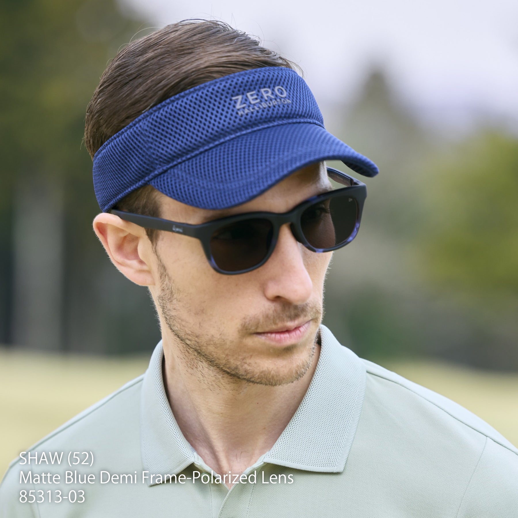 ZHG-SUNGLASSES | Eyevol / CONLON III (51) Matte Blue Demi Frame-Polarized Lens 85311